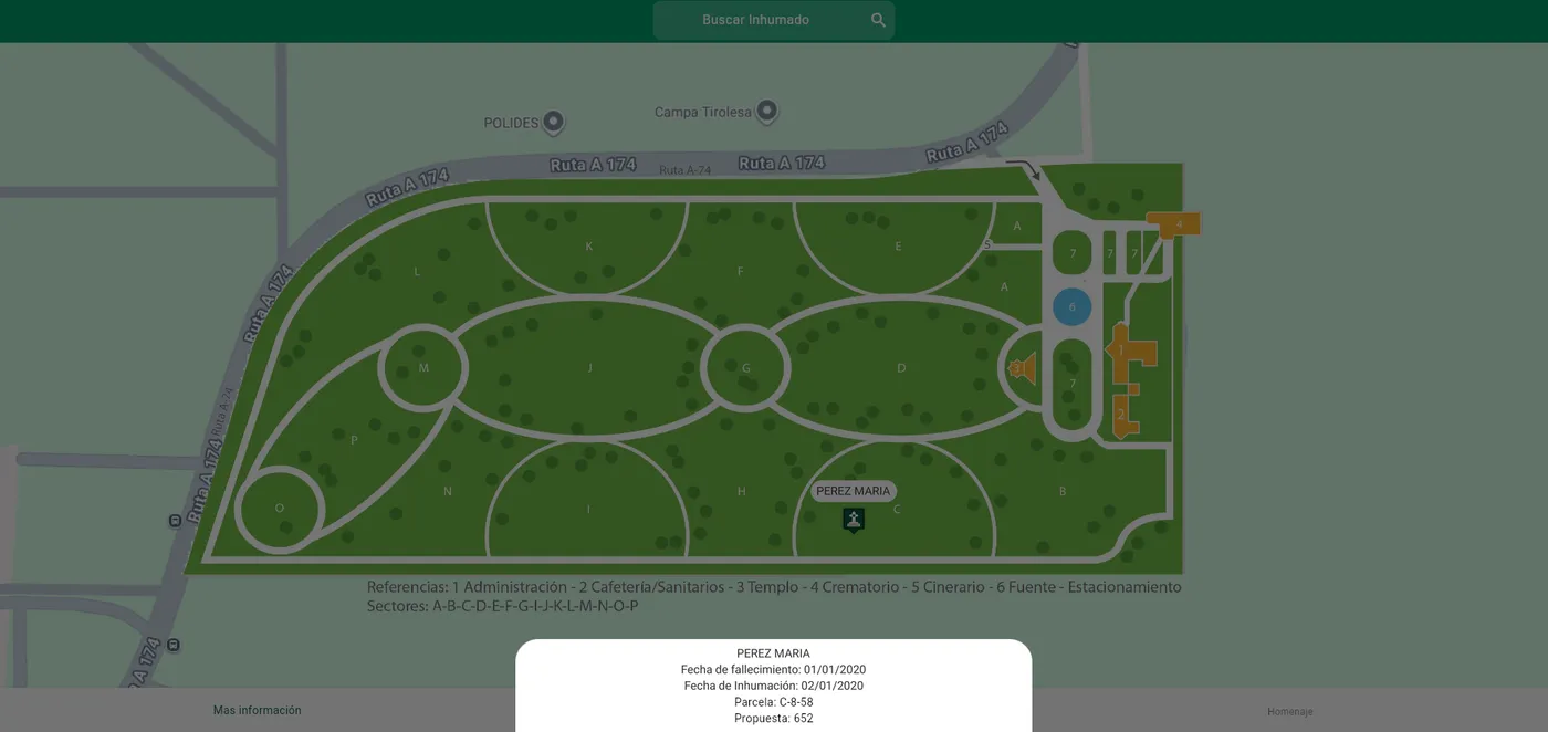 Ficha de una parcela con sus datos de ocupación